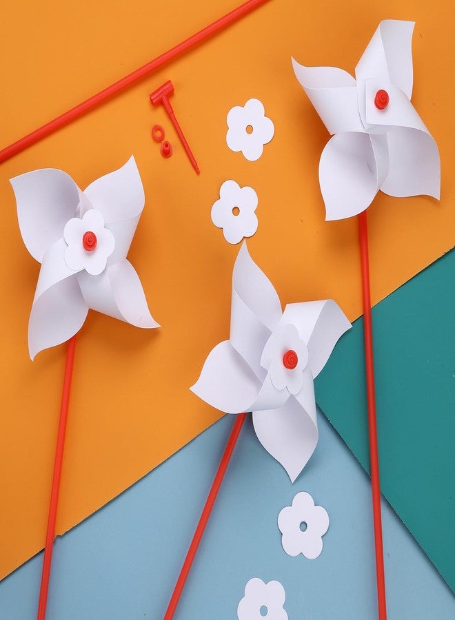 2 MULE TEAM 100 Pcs DIY Pinwheels Craft for Kids Bulk Blank Paper Pinwheels Color Your Own Pinwheel for Spring Summer Craft for School Group Daycare Home Fun Graffiti Art - Image 3